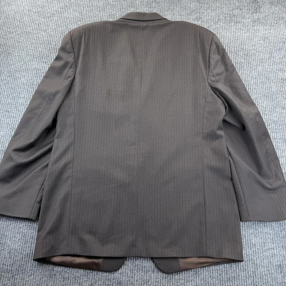 Brandini Blazer Mens 48L Brown Herringbone 3 Button Sport Coat Notch Lapel‎